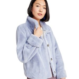 NWT Anthropologie Moonlight Faux Fur Jacket XXS Petite Blue